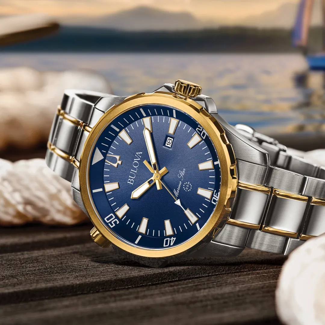 Blue Dial Stainless Steel Bracelet Marine Star 98B384 | Bulova